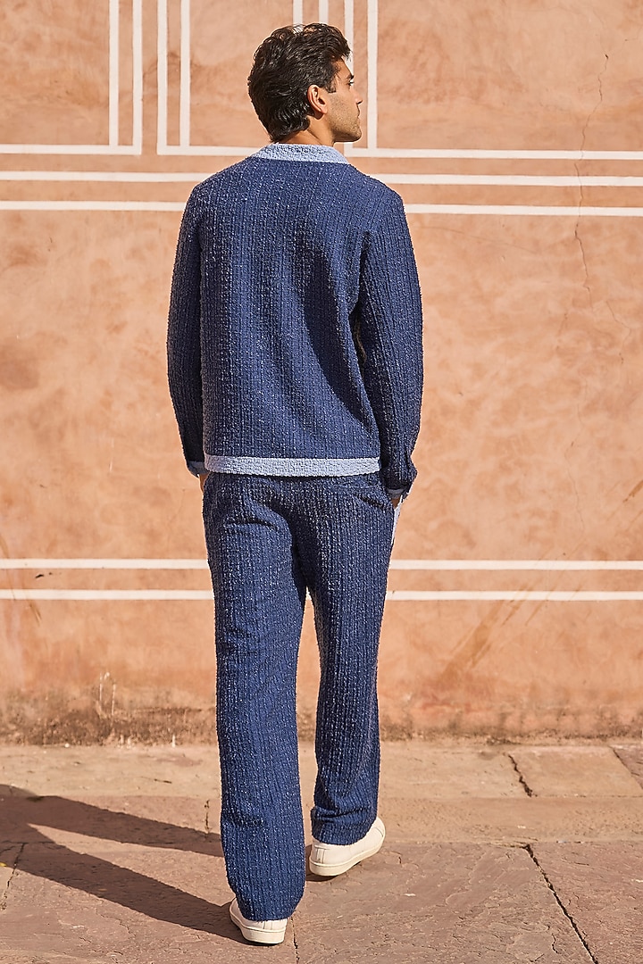 Light Blue Polyester & Spandex Straight-Cut Pant by Dash and Dot Men at Pernia's Pop Up Shop