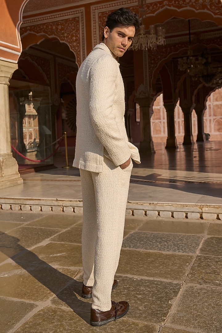 Ivory Polyester Blazer Set by Dash and Dot Men at Pernia's Pop Up Shop