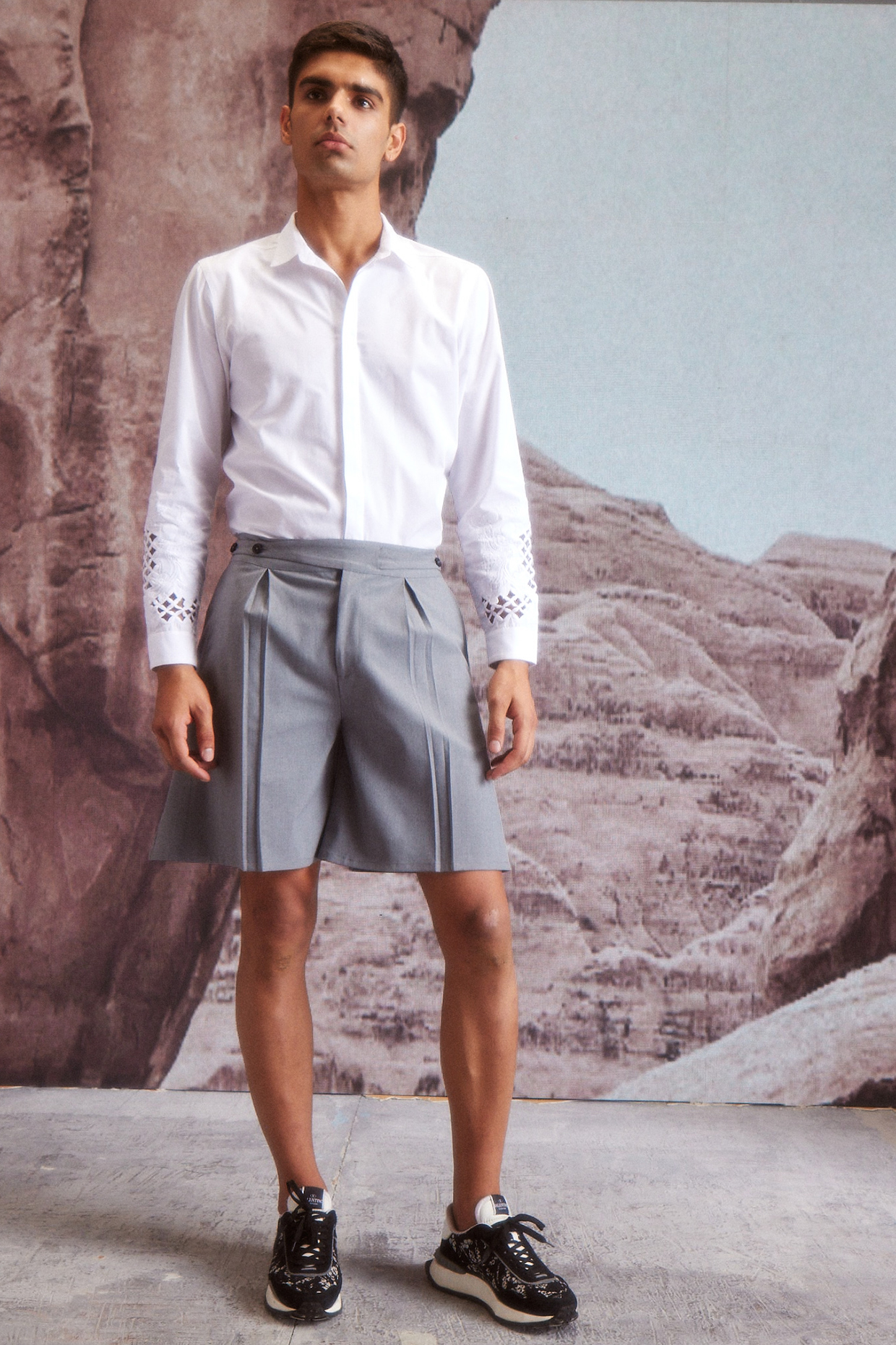 White Cotton Poplin Embroidered Shirt by Dash and Dot Men