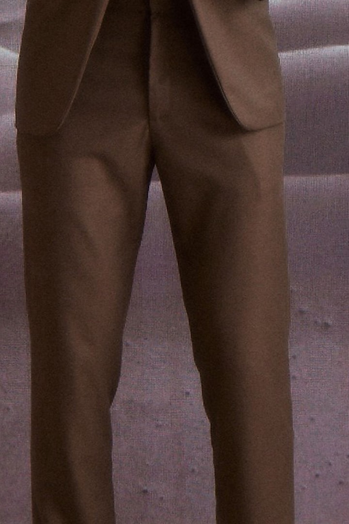 Brown Cotton & Polyester Embroidered Blazer Set by Dash and Dot Men at Pernia's Pop Up Shop
