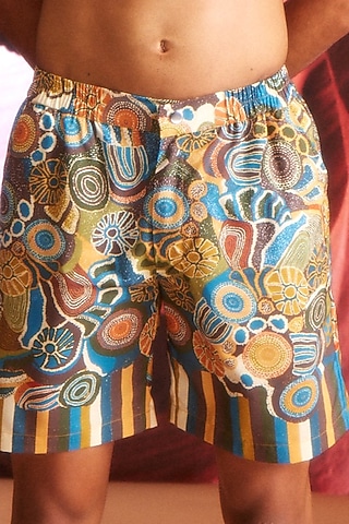 Multi-Colored Polyester Abstract Printed Shorts by Dash and Dot Men