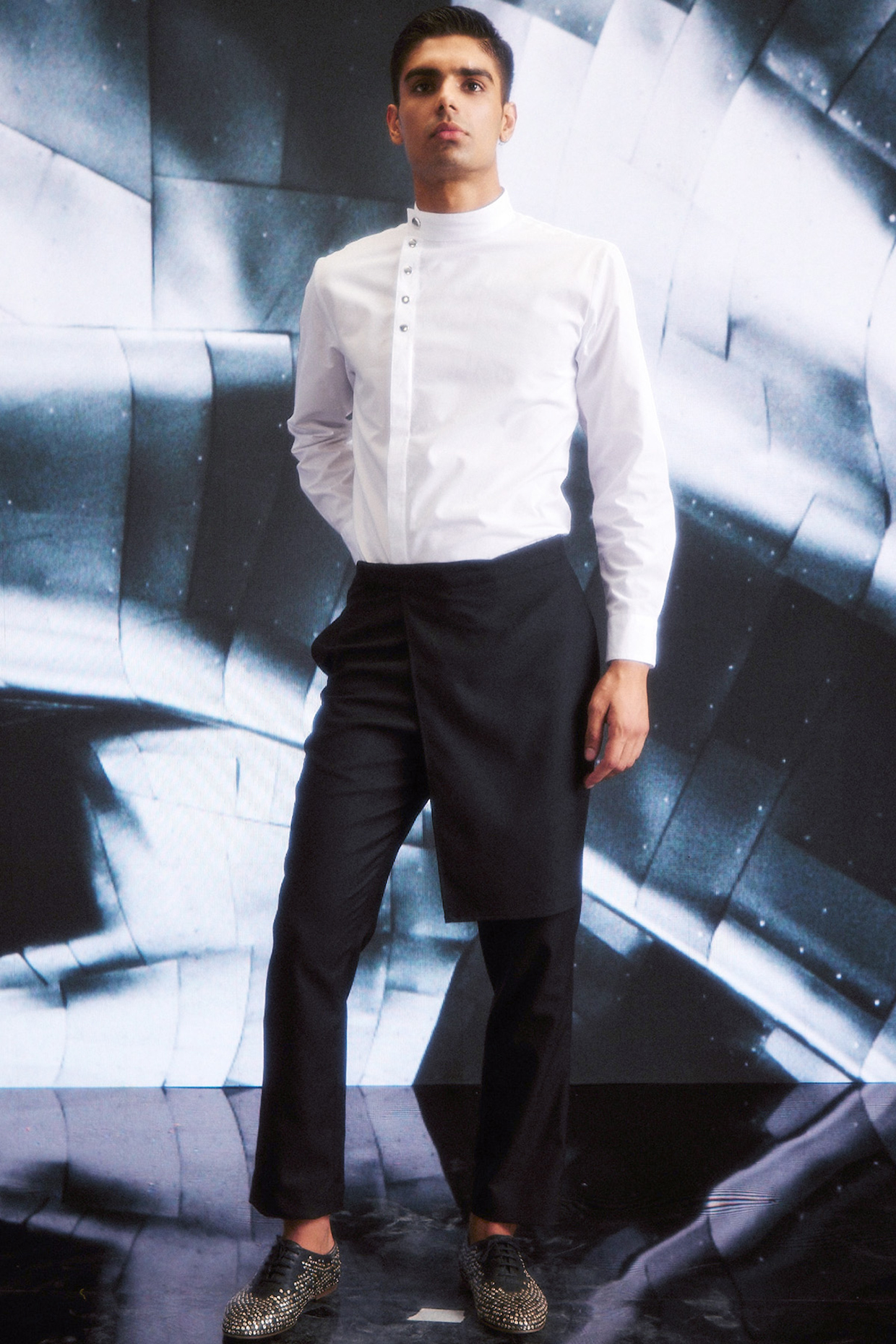 White Cotton Poplin Shirt by Dash and Dot Men