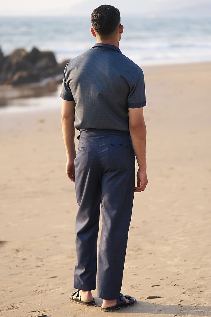 Navy Polyester Viscose Pants by Dash and Dot Men at Pernia's Pop Up Shop