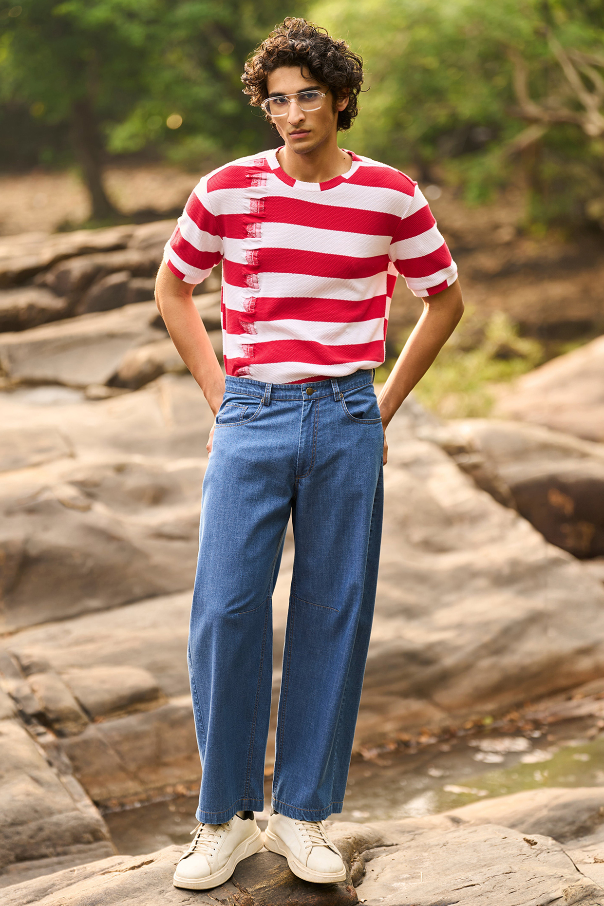 Blue Denim & Organic Cotton Barrel Jeans by Dash and Dot Men