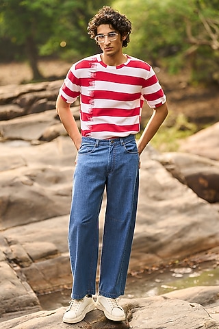 Blue Denim & Organic Cotton Barrel Jeans by Dash and Dot Men