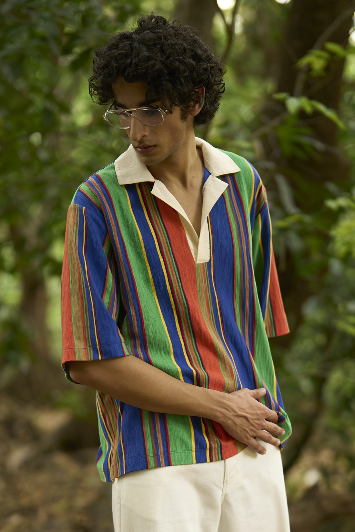 Multi-Colored Organic Cotton Striped Polo T-Shirt by Dash and Dot Men