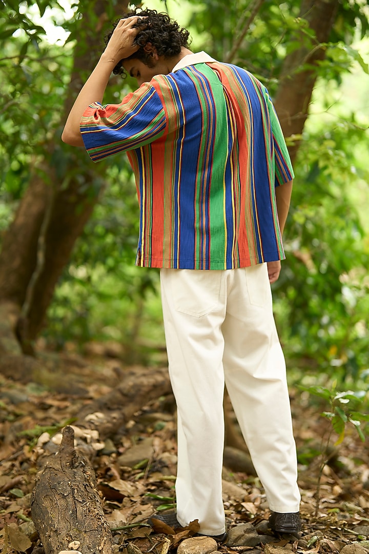 Multi-Colored Organic Cotton Striped Polo T-Shirt by Dash and Dot Men at Pernia's Pop Up Shop