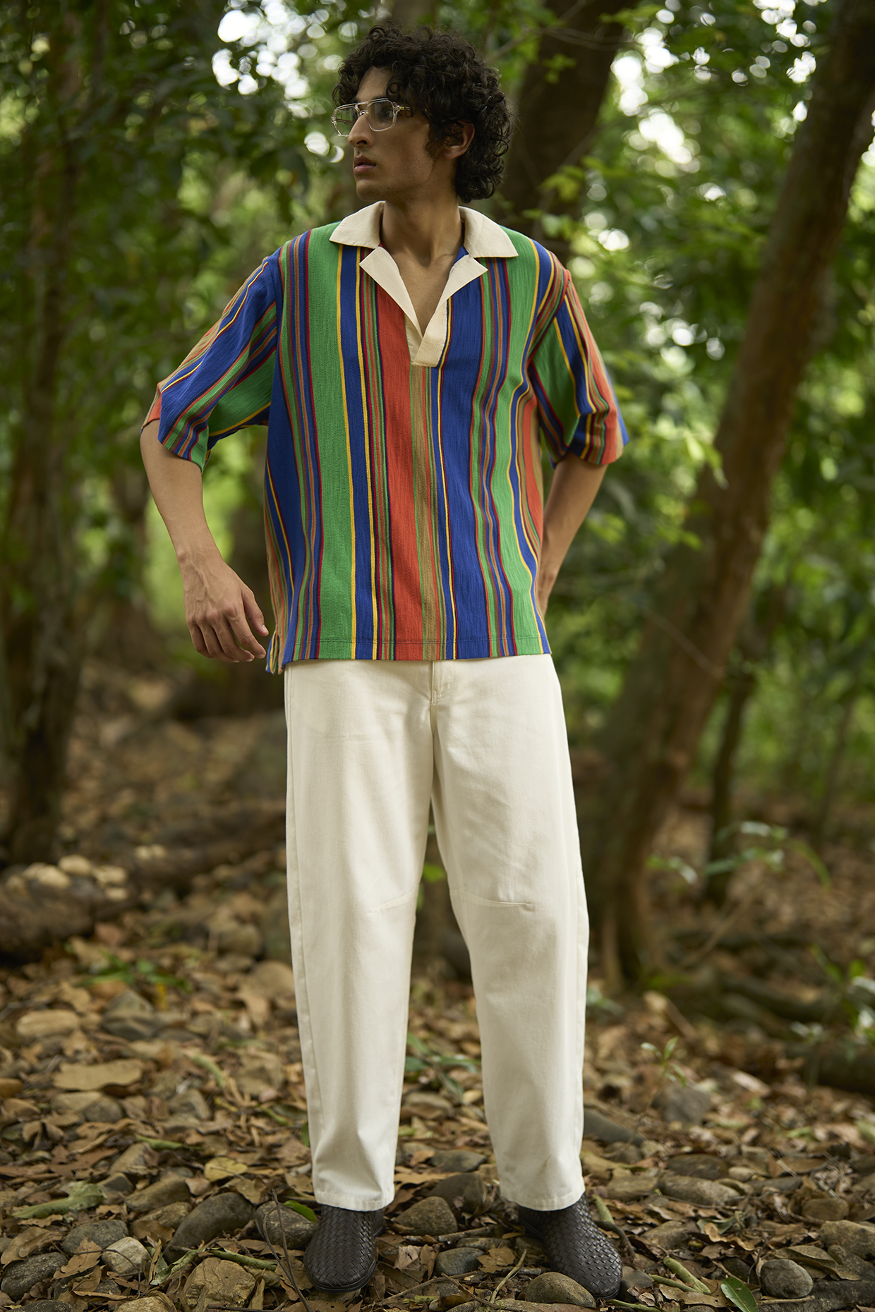White Denim & Organic Cotton Barrel Jeans by Dash and Dot Men
