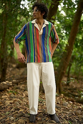 White Denim & Organic Cotton Barrel Jeans by Dash and Dot Men