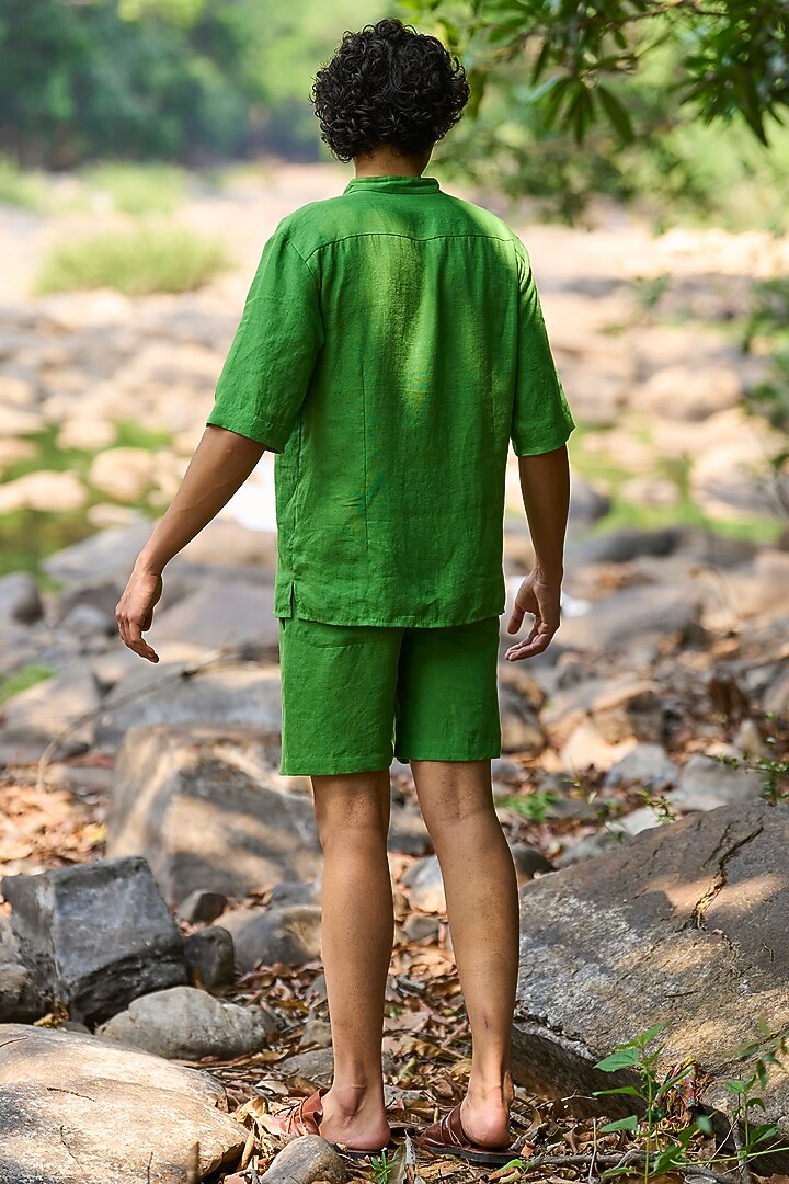 Green Linen Co-Ord Set by Dash and Dot Men at Pernia's Pop Up Shop