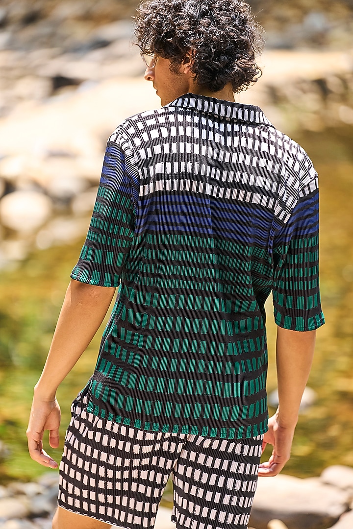 Multi-Colored Recycled Polyester Popover Pleated Summer Shirt by Dash and Dot Men at Pernia's Pop Up Shop