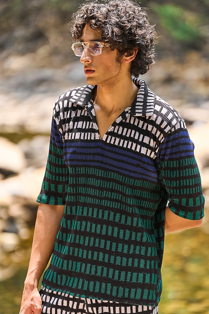 Multi-Colored Recycled Polyester Checkered Printed Co-Ord Set by Dash and Dot Men at Pernia's Pop Up Shop