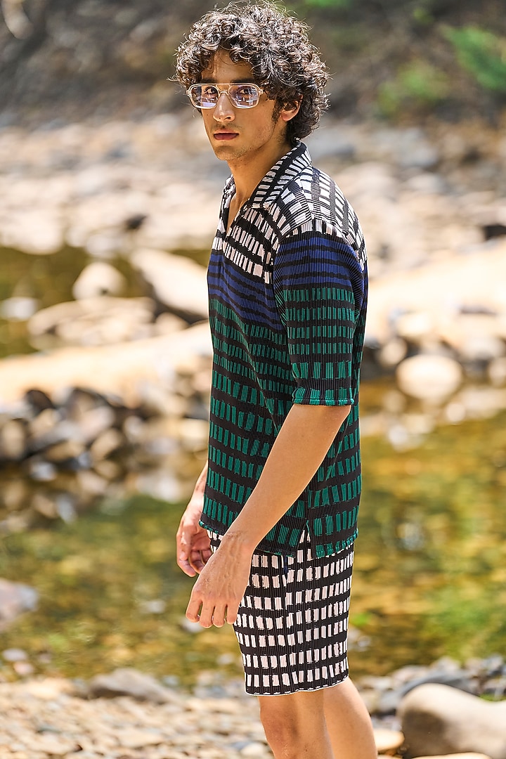 Multi-Colored Recycled Polyester Checkered Printed Co-Ord Set by Dash and Dot Men at Pernia's Pop Up Shop