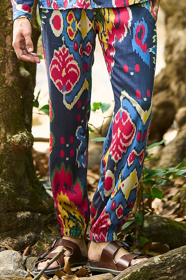 Multi-Colored Viscose Ikat Printed Co-Ord Set by Dash and Dot Men at Pernia's Pop Up Shop