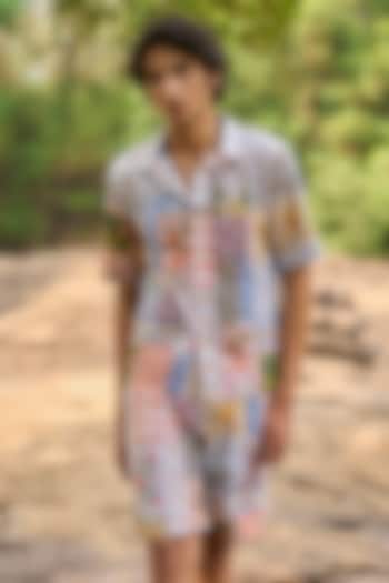 Multi-colored Organic Cotton Patchwork Printed Summer Shirt by Dash and Dot Men at Pernia's Pop Up Shop