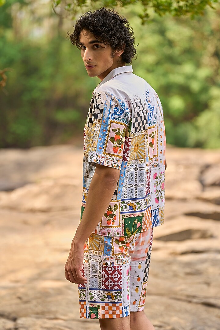Multi-Colored Organic Cotton Patchwork Printed Shorts by Dash and Dot Men at Pernia's Pop Up Shop