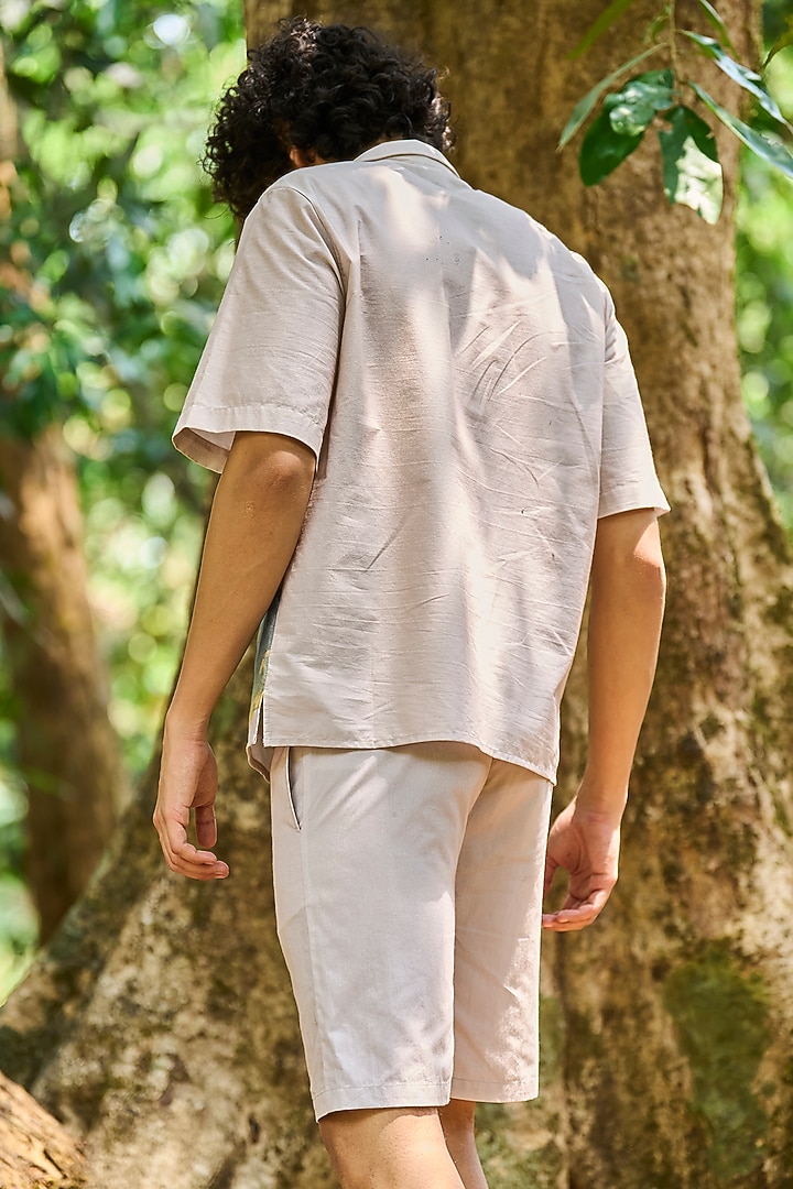 Beige Cotton Poplin Shorts by Dash and Dot Men at Pernia's Pop Up Shop