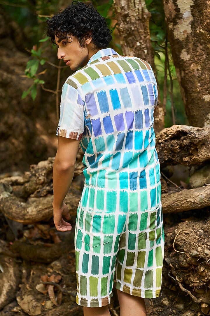 Multi-Colored Viscose & Linen Printed Ombre Romper by Dash and Dot Men at Pernia's Pop Up Shop