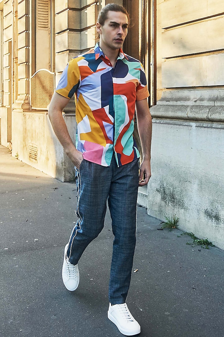 Multi-Coloured Printed Shirt by Dash and Dot Men