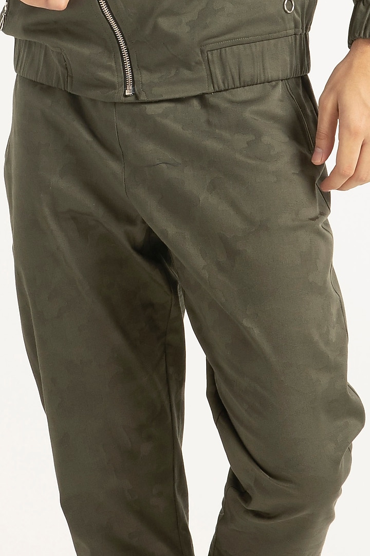 Military Green Jacquard Jogger With Hoodie by Dash and Dot Men at Pernia's Pop Up Shop