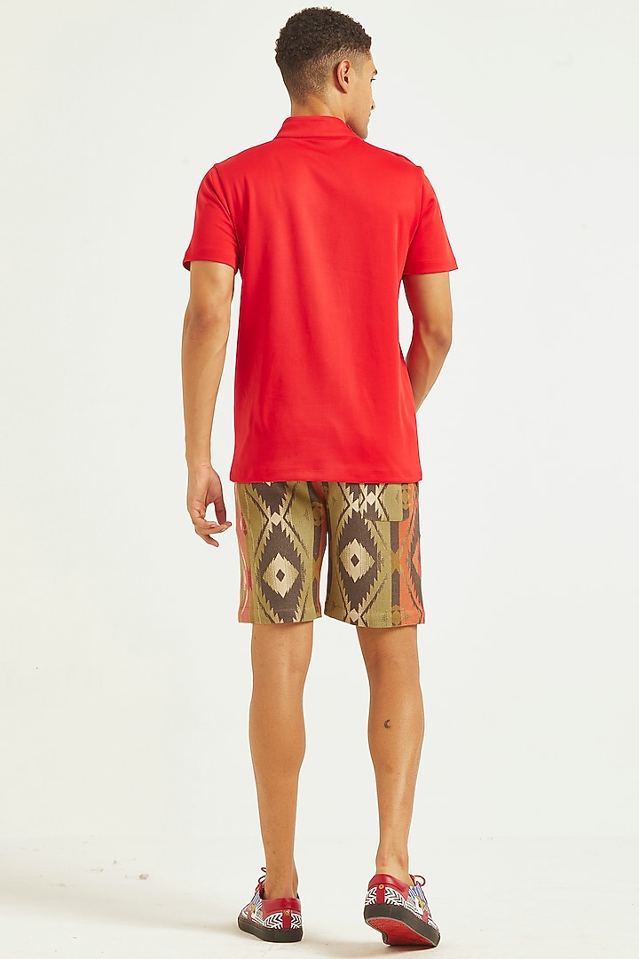 Red Polyester & Cotton T-shirt by Dash and Dot Men at Pernia's Pop Up Shop