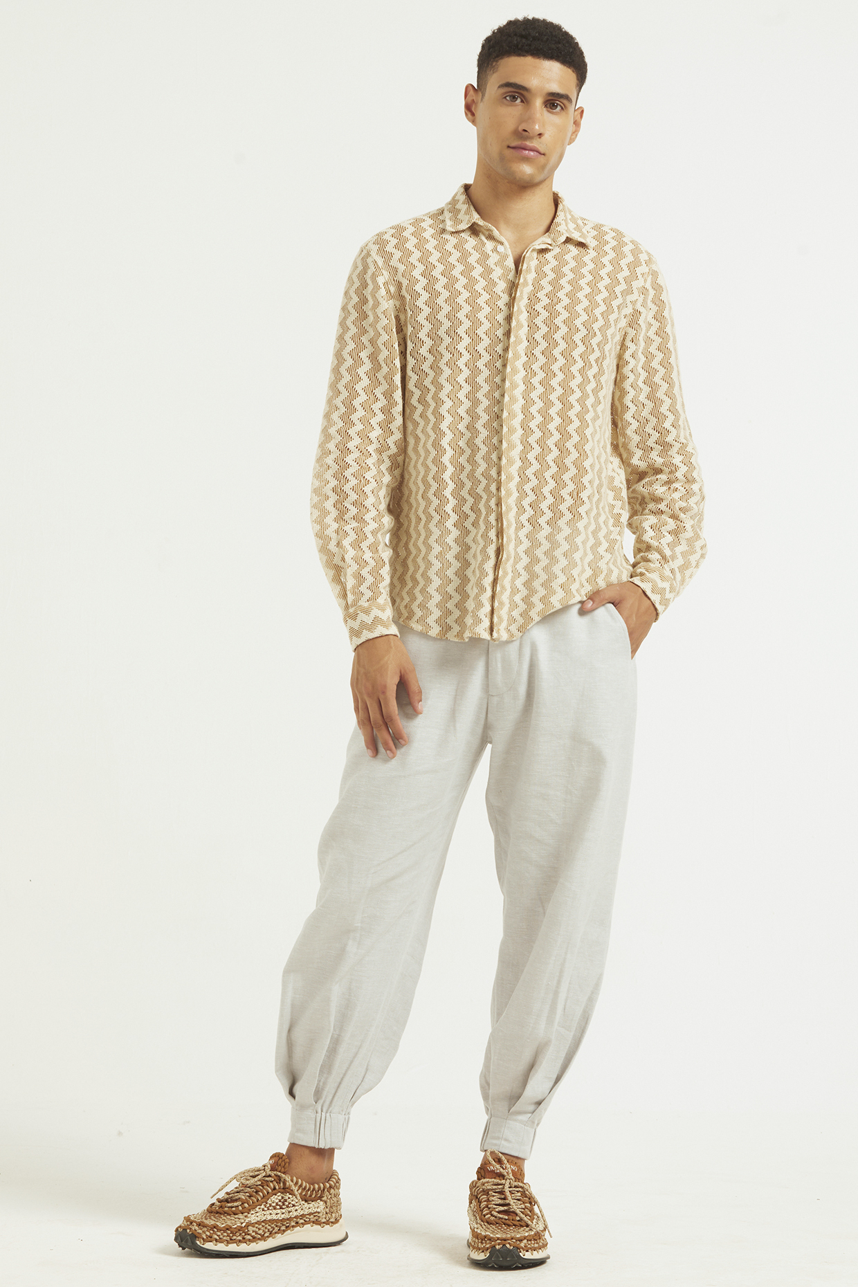 Grey Linen Harem Pants by Dash and Dot Men