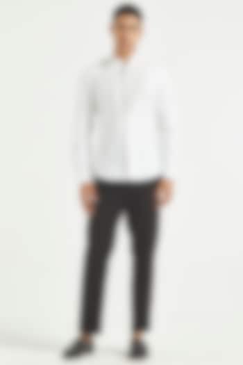 White Cotton Summer Shirt With Band Collar by Dash and Dot Men at Pernia's Pop Up Shop