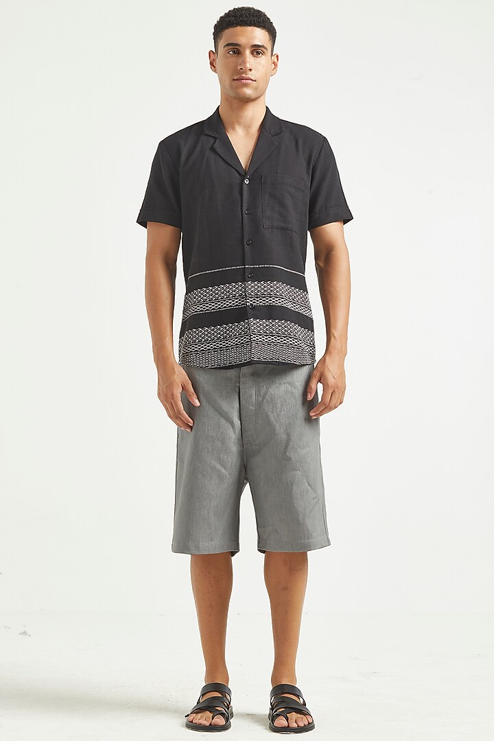 Grey Cotton Polyester Long Shorts by Dash and Dot Men at Pernia's Pop Up Shop