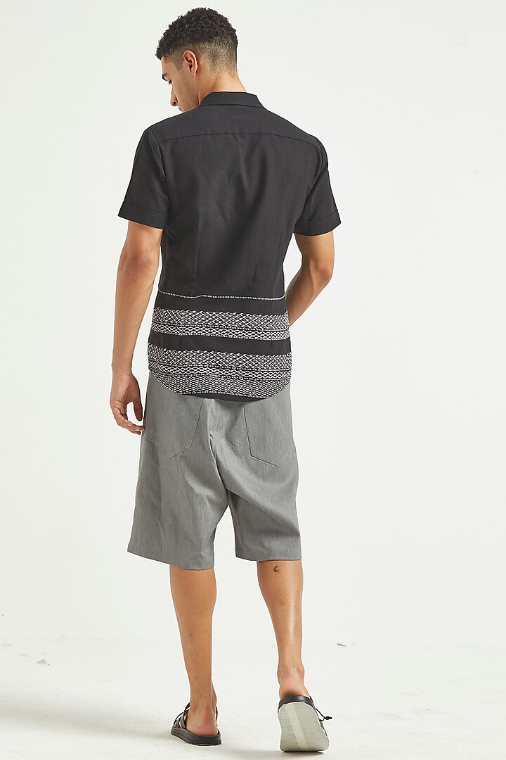 Grey Cotton Polyester Long Shorts by Dash and Dot Men at Pernia's Pop Up Shop
