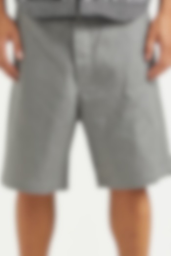 Grey Cotton Polyester Shorts by Dash and Dot Men
