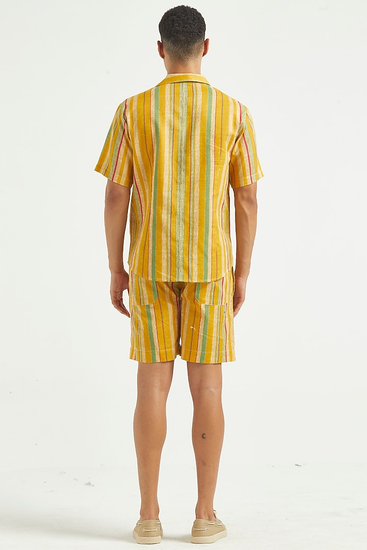 Yellow Linen Shorts by Dash and Dot Men at Pernia's Pop Up Shop
