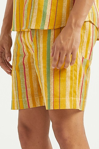 Yellow Linen Shorts by Dash and Dot Men