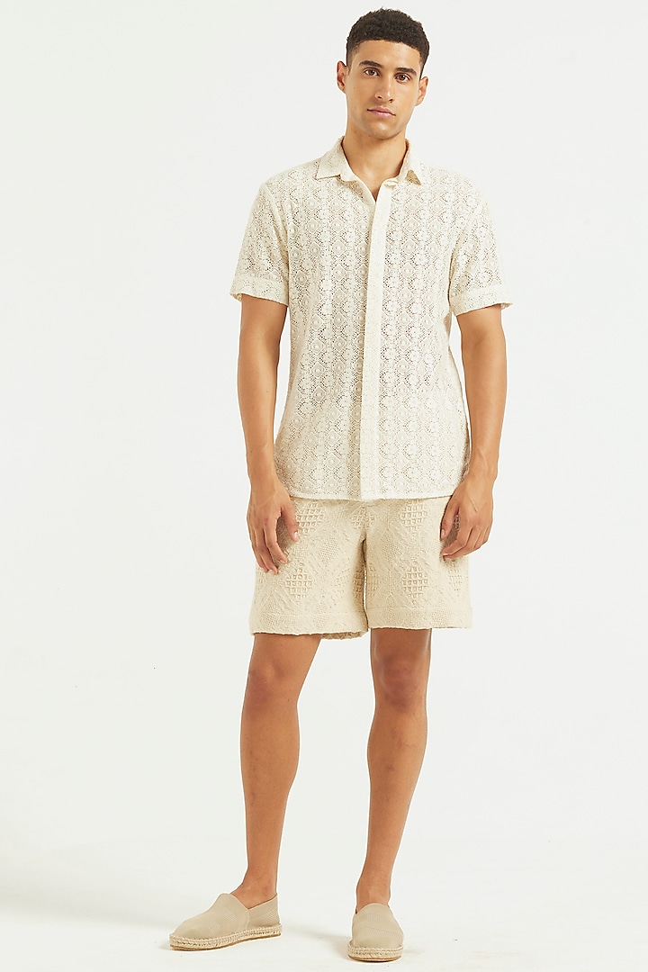 Ivory Cotton Shirt by Dash and Dot Men