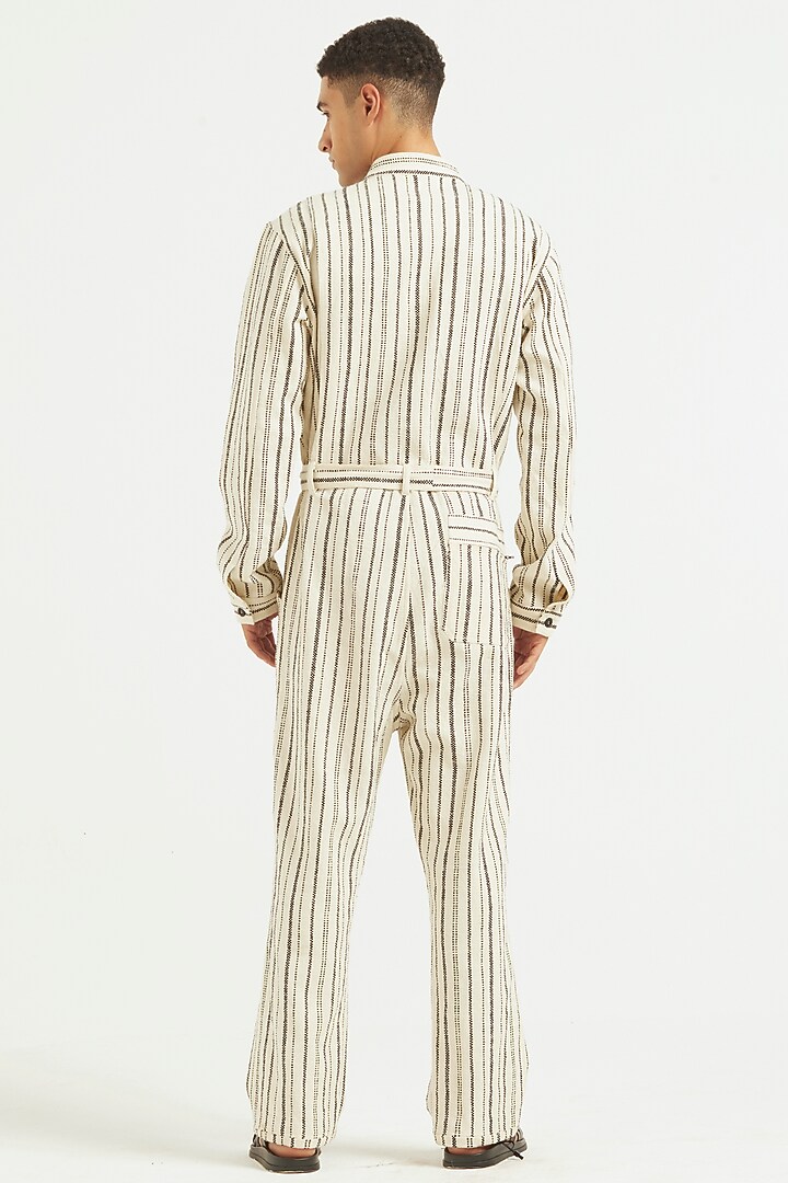 Ivory & Black Striped Jumpsuit by Dash and Dot Men at Pernia's Pop Up Shop