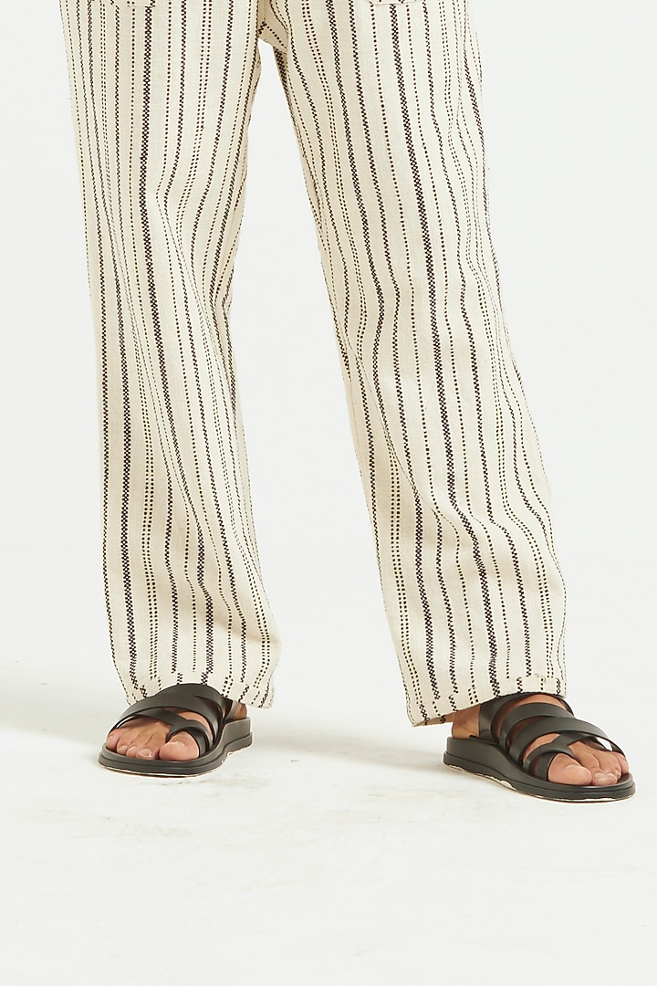 Ivory & Black Striped Jumpsuit by Dash and Dot Men at Pernia's Pop Up Shop