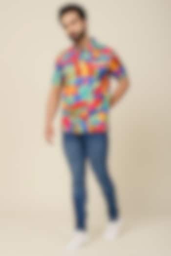 Multi-Coloured Cotton Printed Shirt by Dash and Dot Men