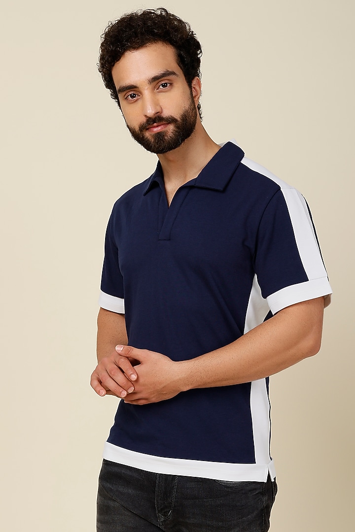 Navy Blue Polyester T-Shirt by Dash and Dot Men at Pernia's Pop Up Shop