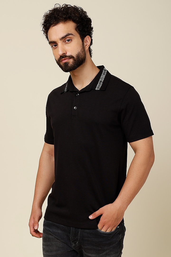 Black Polyester T-Shirt by Dash and Dot Men at Pernia's Pop Up Shop