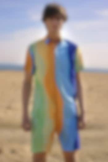 Multi-Colored Recycled Polyester Handpainted Summer Shirt by Dash and Dot Men at Pernia's Pop Up Shop
