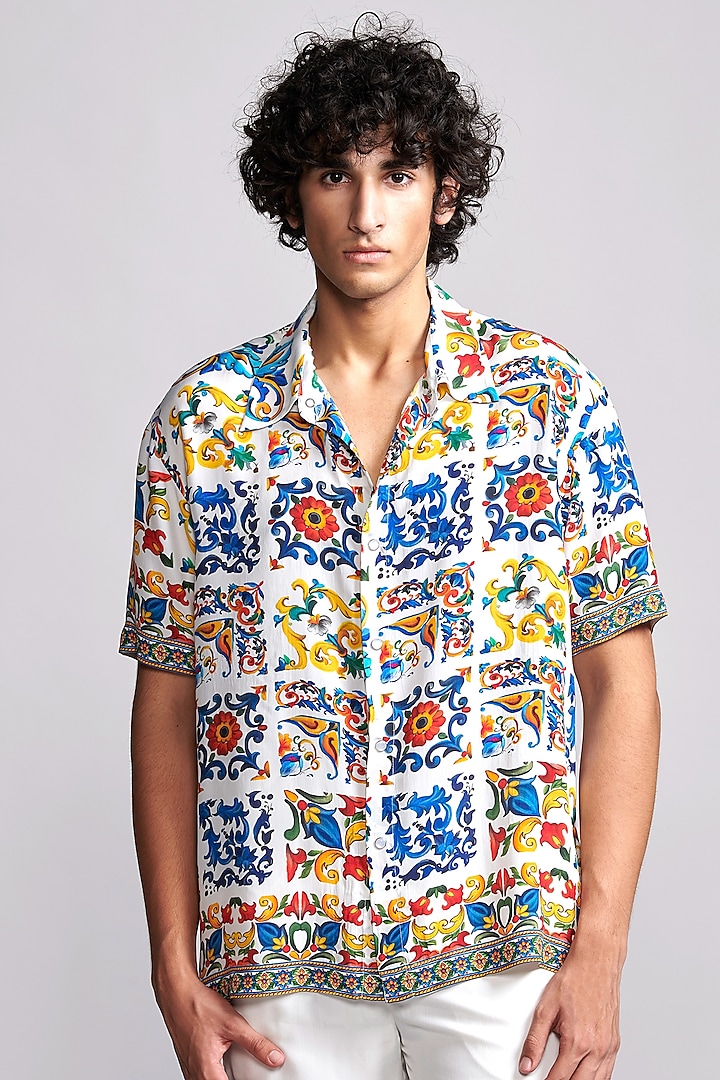 Multi-Colored Viscose Printed Boxy Shirt by Dash and Dot Men at Pernia's Pop Up Shop