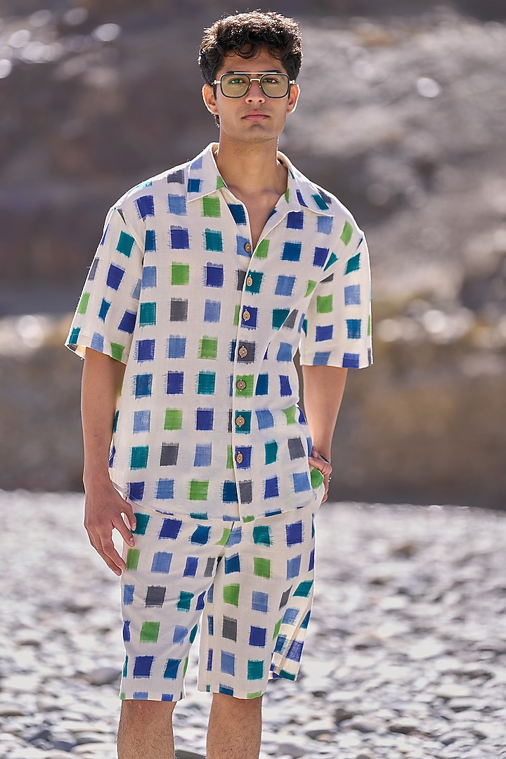 Multi-Colored Organic Cotton Checkered Shorts by Dash and Dot Men