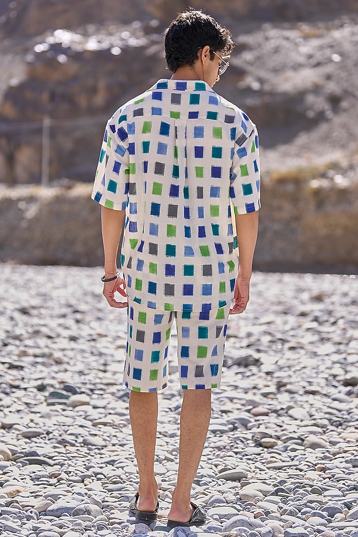 Multi-Colored Organic Cotton Checkered Shorts by Dash and Dot Men at Pernia's Pop Up Shop