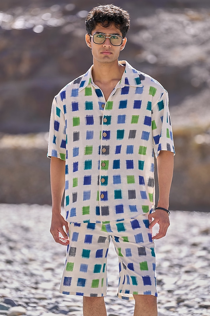 Multi-Colored Organic Cotton Checkered Shorts by Dash and Dot Men at Pernia's Pop Up Shop