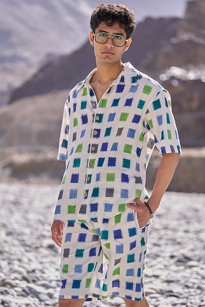 Multi-Colored Organic Cotton Checkered Co-Ord Set by Dash and Dot Men at Pernia's Pop Up Shop