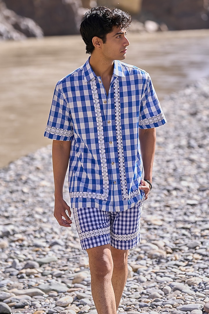 Multi-Colored Organic Cotton Checkered Shorts by Dash and Dot Men