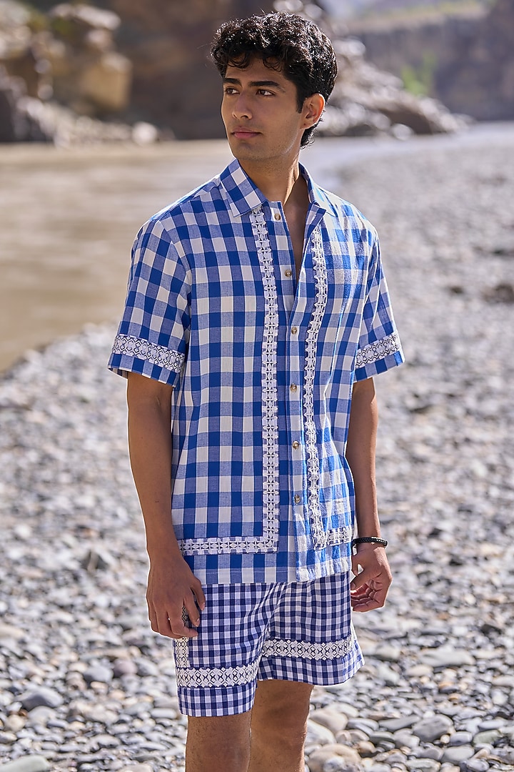 Multi-Colored Organic Cotton Checkered Shorts by Dash and Dot Men at Pernia's Pop Up Shop