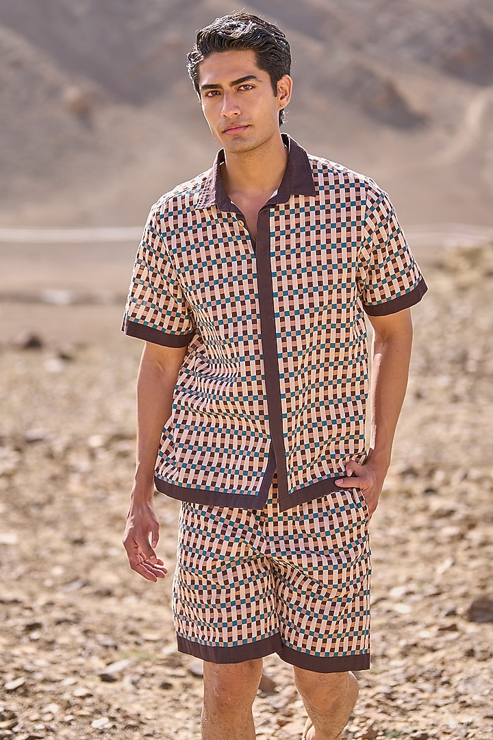 Multi-Colored Organic Cotton Poplin Printed Summer Shirt by Dash and Dot Men at Pernia's Pop Up Shop