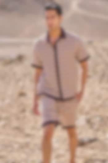Multi-Colored Organic Cotton Poplin Geometric Printed Shorts by Dash and Dot Men