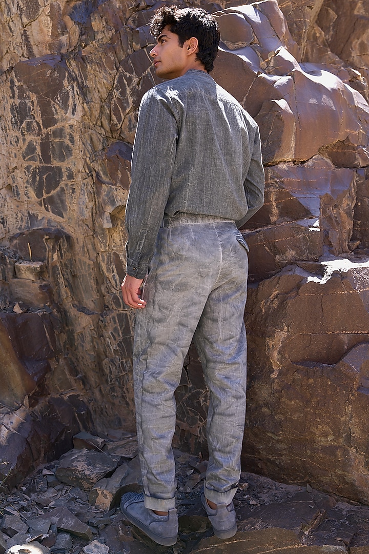 Grey Washed Linen Summer Shirt by Dash and Dot Men at Pernia's Pop Up Shop