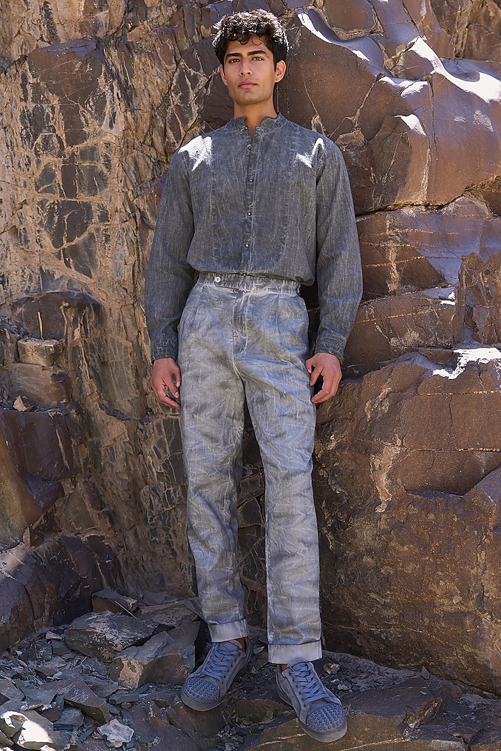 Grey Linen & Tencel Co-Ord Set by Dash and Dot Men